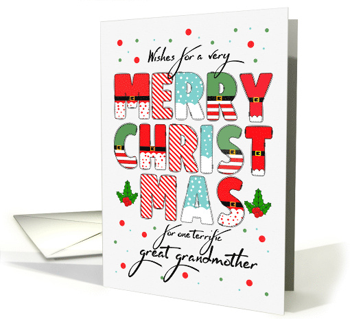 for Great Grandmother Merry Christmas Decorated Lettering card