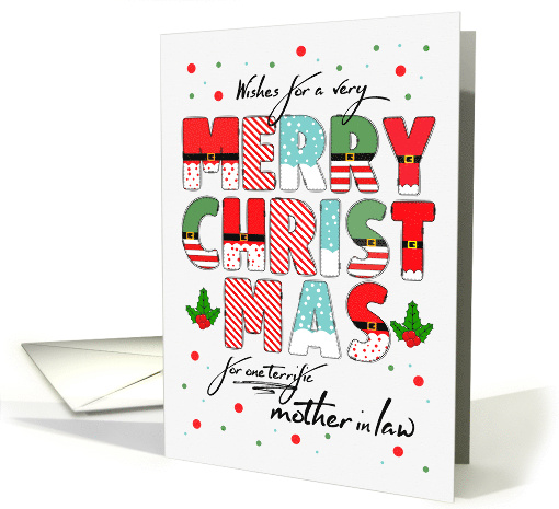 for Mother in Law Merry Christmas Decorated Lettering card (1862796)