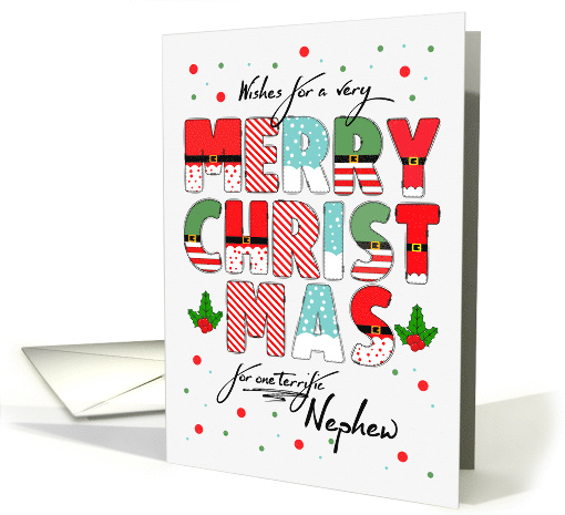 for Nephew Merry Christmas Decorated Lettering card (1862800)
