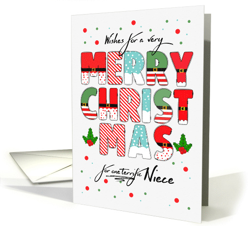 for Niece Merry Christmas Decorated Lettering card (1863090)