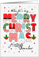 for Son in Law Merry Christmas Decorated Lettering card