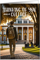 Away at College Thinking of You Male Student on Campus card