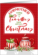 Godmother Tea and Peppermint Themed Red and White Christmas card
