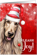 Afghan Hound Funny Christmas Dog Unleash the Joy card