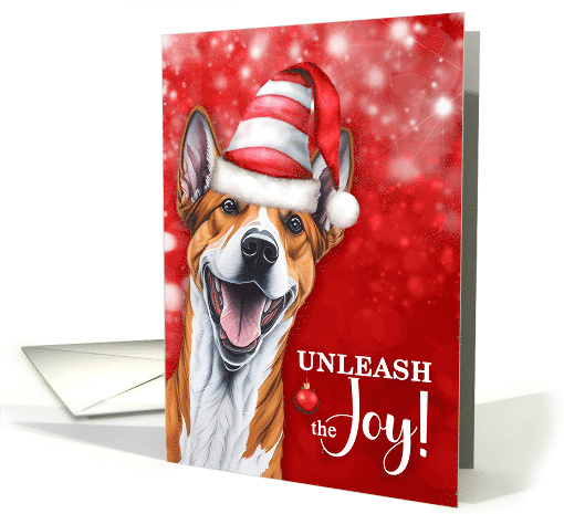 Basenji Dog Funny Christmas Pet Lover Unleash the Joy card (1866272)