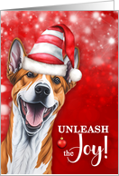 Basenji Dog Funny Christmas Pet Lover Unleash the Joy card