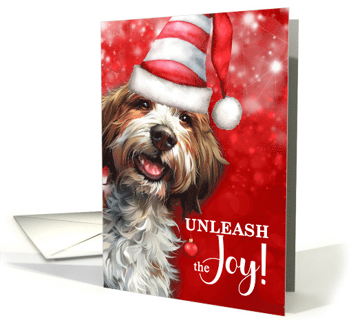 Basset Griffon Dog Funny Christmas Pet Lover Unleash the Joy card