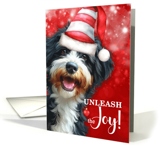 Bernedoodle Dog Funny Christmas Pet Lover Unleash the Joy card