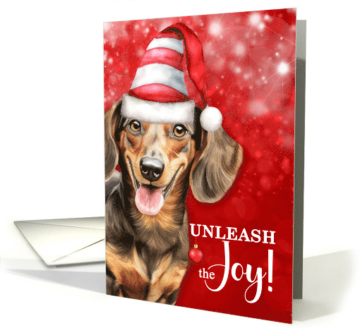 Dachshund Funny Christmas Dog Unleash the Joy card (1867310)