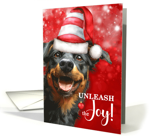 Kelpie Funny Christmas Dog Caricature Unleash the Joy card (1867318)