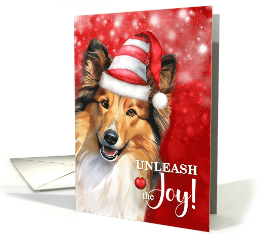 Shetland Dog Funny Christmas Pet Lover Unleash the Joy card (1869326)