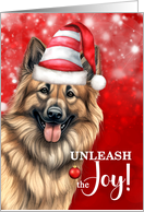 Belgian Laekenois Shepherd Dog Funny Christmas Unleash the Joy card