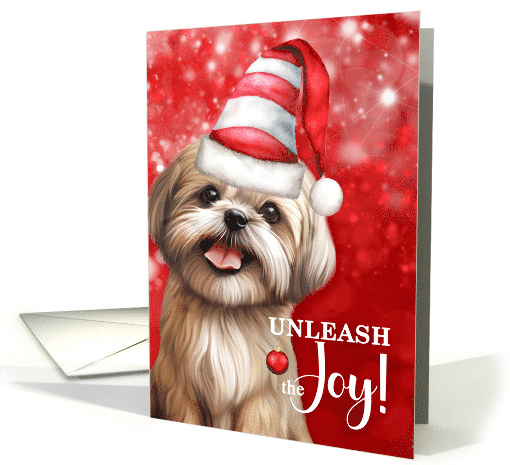Shih Tzu Dog Funny Christmas Unleash the Joy card (1869348)