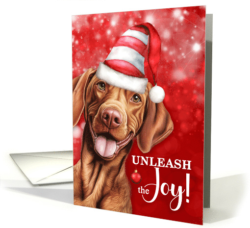 Vizsla Dog Funny Christmas Unleash the Joy card (1870108)