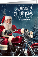 for Boyfiend Biker Santa Christmas with Winter Landscape card