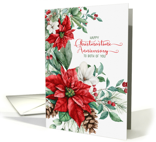 Anniversary Christmas Day Poinsettias and Pines Elegant... (1879194)