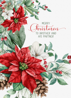 Brother and His Partner Christmas Poinsettias Pines Elegant Simplicity