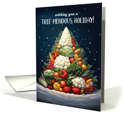 Nutrition Themed Fruit and Vegetable Christmas Tree card (1879762)