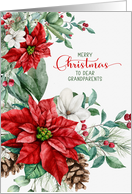 for Grandparents Christmas Poinsettias and Pines Elegant Simplicity card