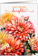 for Daughter Birthday Peach Chrysanthemums for November card