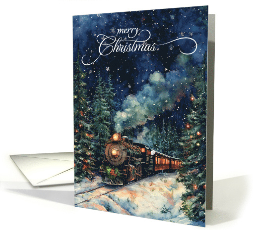 Christmas Train All Aboard Wintry Night card (1881852)