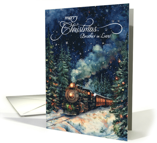 for Brother in Law Christmas Train All Aboard Wintry Night card