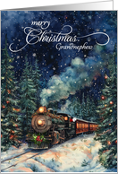 for Grandnephew Christmas Train All Aboard Wintry Night card
