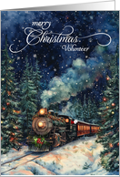 for Volunteer Christmas Train All Aboard Wintry Night card