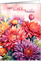 for Daughter Birthday Rainbow Chrysanthemums LGBTQ card