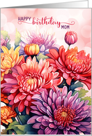 for Mom Birthday Rainbow Chrysanthemums LGBTQ card