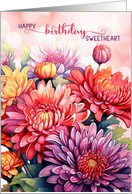for Wife’s Birthday Rainbow Chrysanthemums LGBTQ card