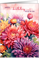 for Sister in Law Birthday Rainbow Chrysanthemums LGBTQ card