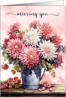 Missing You Pink and White Chrysanthemum Bouquet card