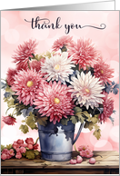 Thank You Pink and White Chrysanthemum Bouquet Blank card