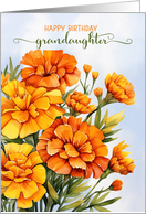 Granddaughter Birthday Marigolds with Blue Sky card