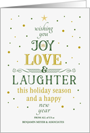 Christmas Tree Shaped Typography Green and Gold Custom card