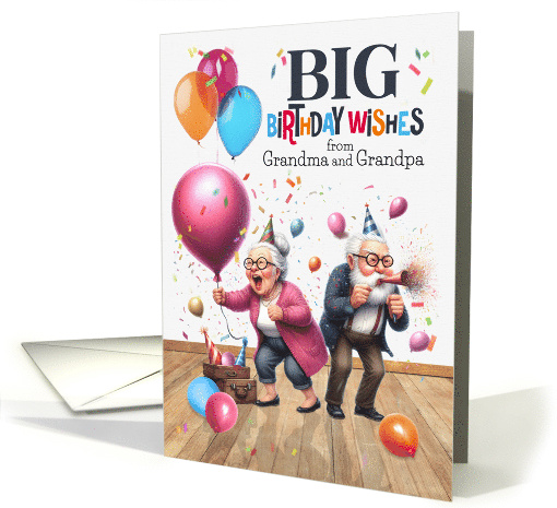 Granddaughter's Birthday Funny Old Grandma and Grandpa Big Wishes card