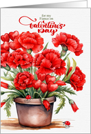 Fiance Valentine’s Day Red Carnations Hearts and Ladybugs card