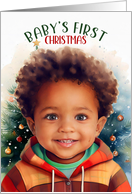 Baby’s First Christmas Sweet African American Boy card