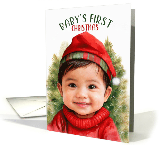 Baby's First Christmas Sweet Asian American Boy card (1886924)