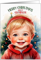 for Great Grandson on Christmas Sweet Little Blond Boy card