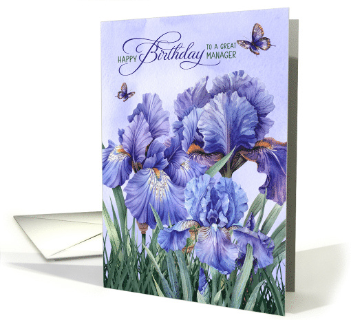 For Manager Birthday Purple Iris with Butterflies card (1888010)
