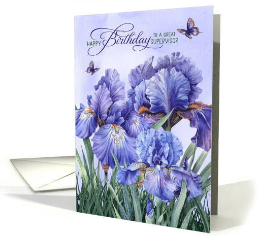 For Supervisor Birthday Purple Iris with Butterflies card (1888042)