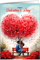 African American Couple Valentine’s Day Heart Tree card