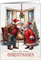 for Couple Mistletoe Kiss Years of Christmases card