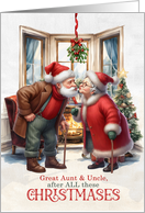 for Great Aunt and Uncle Mistletoe Kiss Years of Christmases card