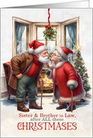 for Sister and Brother in Law Mistletoe Kiss Years of Christmases card