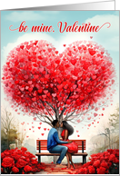 Be Mine Valentine African American Couple Heart Tree card