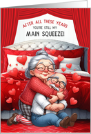 for Husband Valentine’s Day Main Squeeze Senior Couple Hugging card
