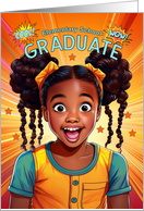 Elementary School Graduate African American Girl Pop Art Style card